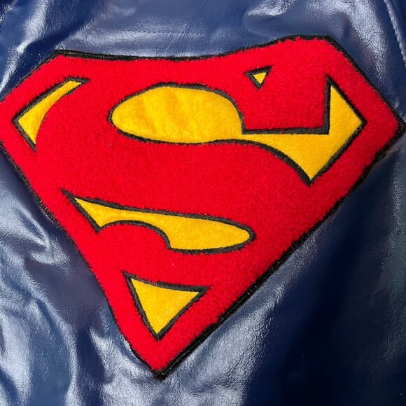 VTG Superman Varsity Jacket Mens XXL Blue Red & White Stripes Justice League USA - Picture 4 of 16